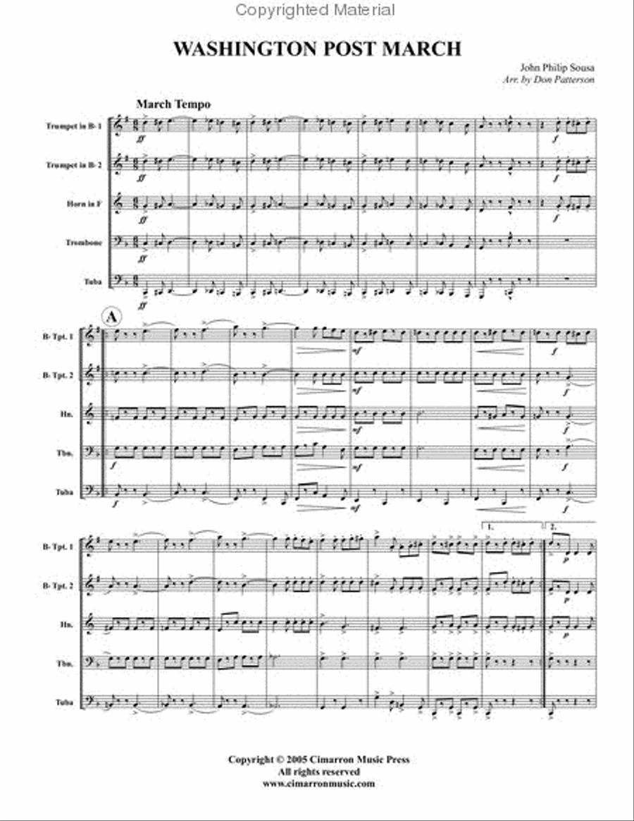 Washington Post March Washington Post March Brass Quintet scores gallery preview page 2