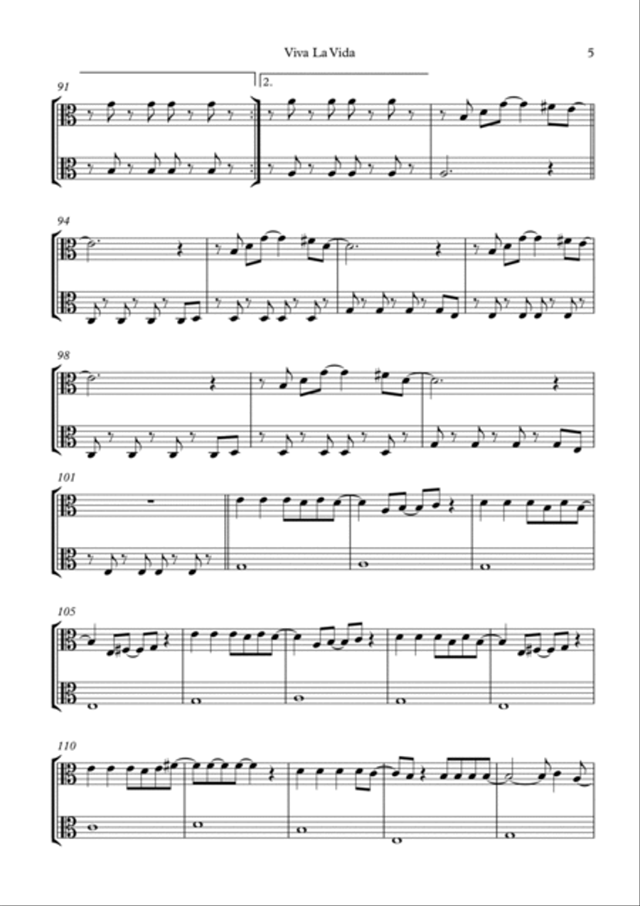 Viva La Vida String Duet scores gallery preview page 5