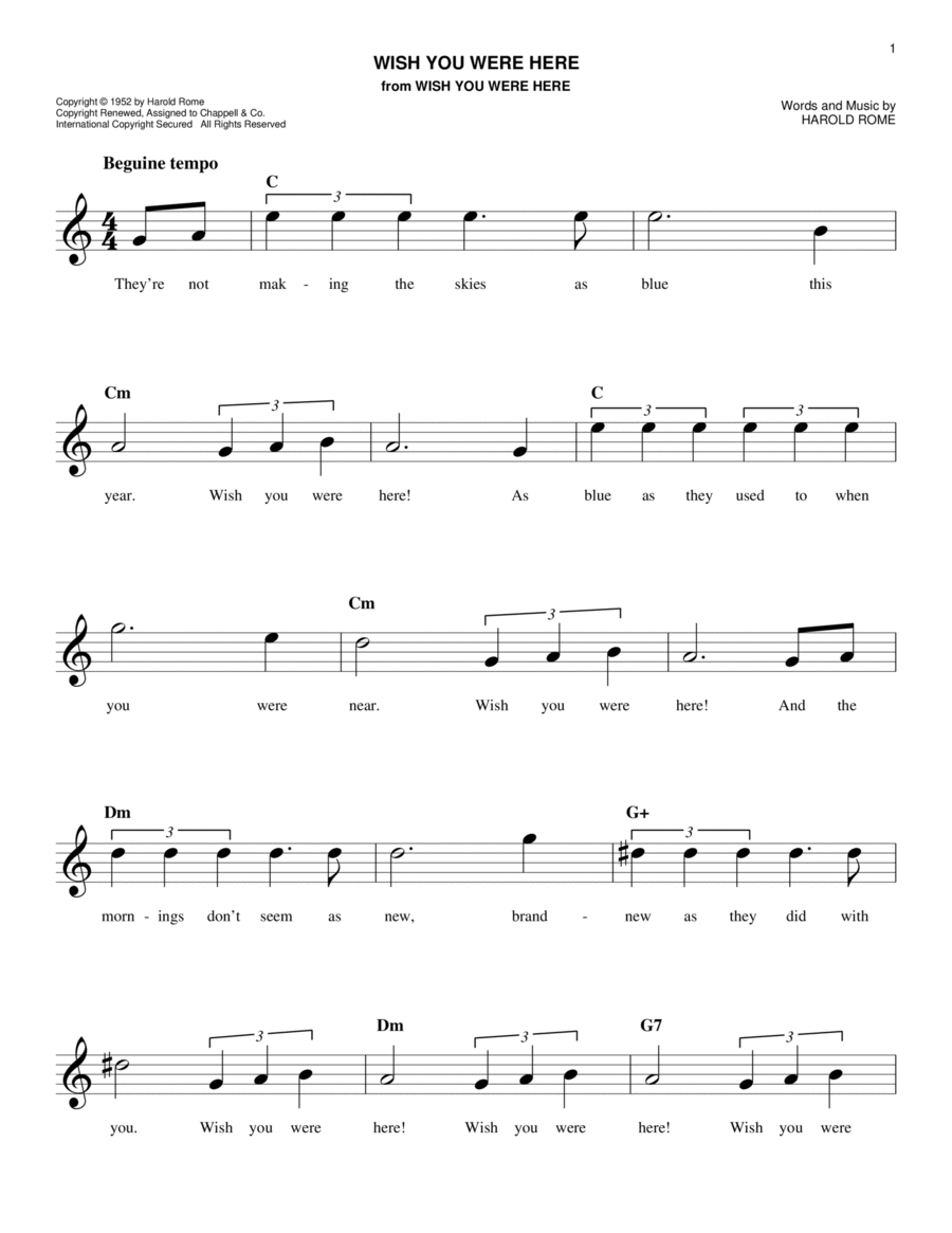 Wish You Were Here Piano scores gallery preview page 1