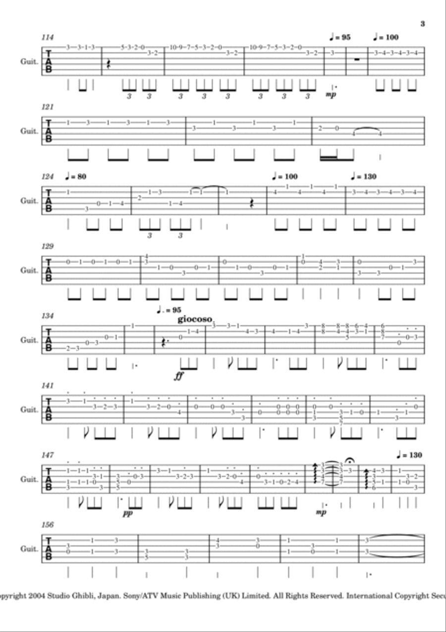 Merry-go-round Of Life Guitar Tablature scores gallery preview page 3