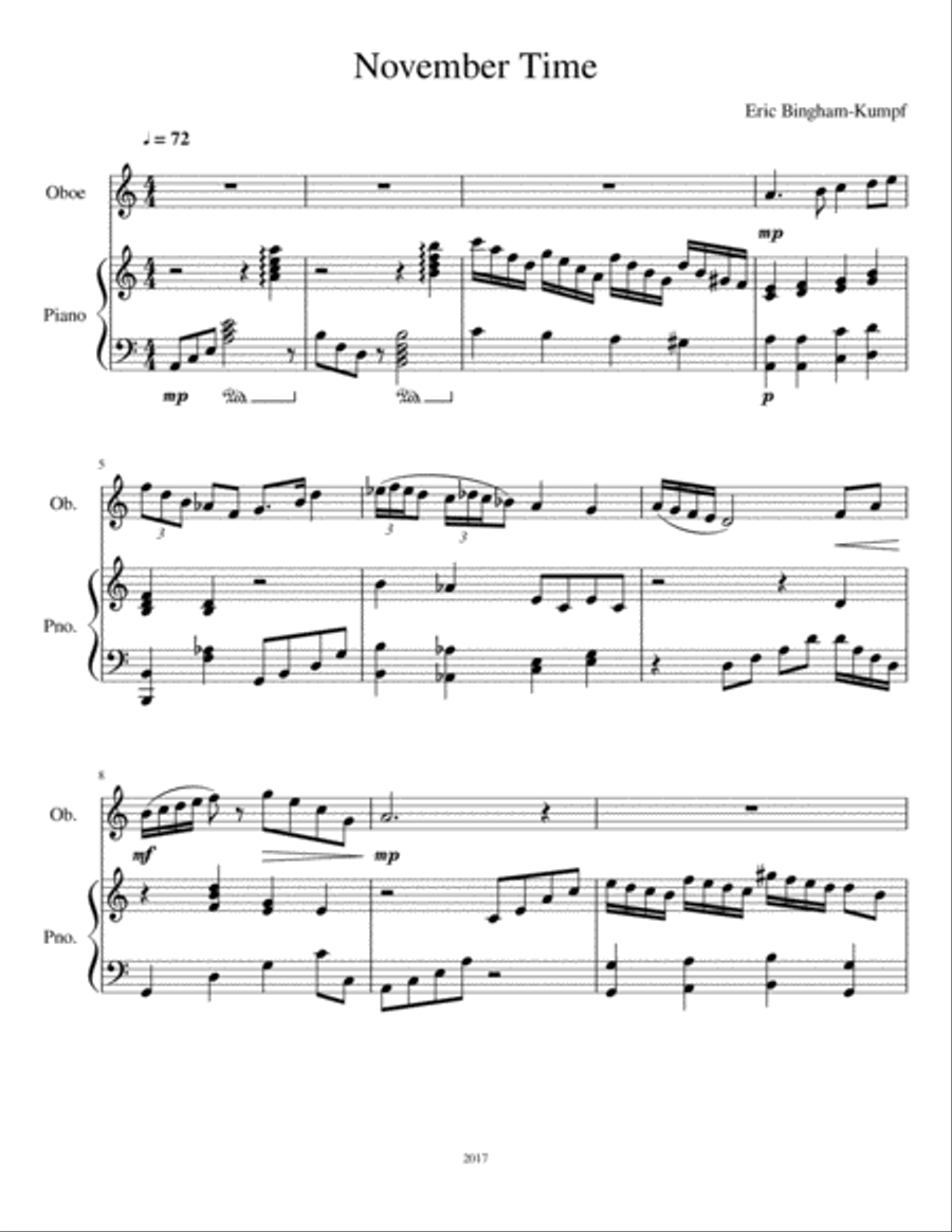 November Time Piano scores gallery preview page 1