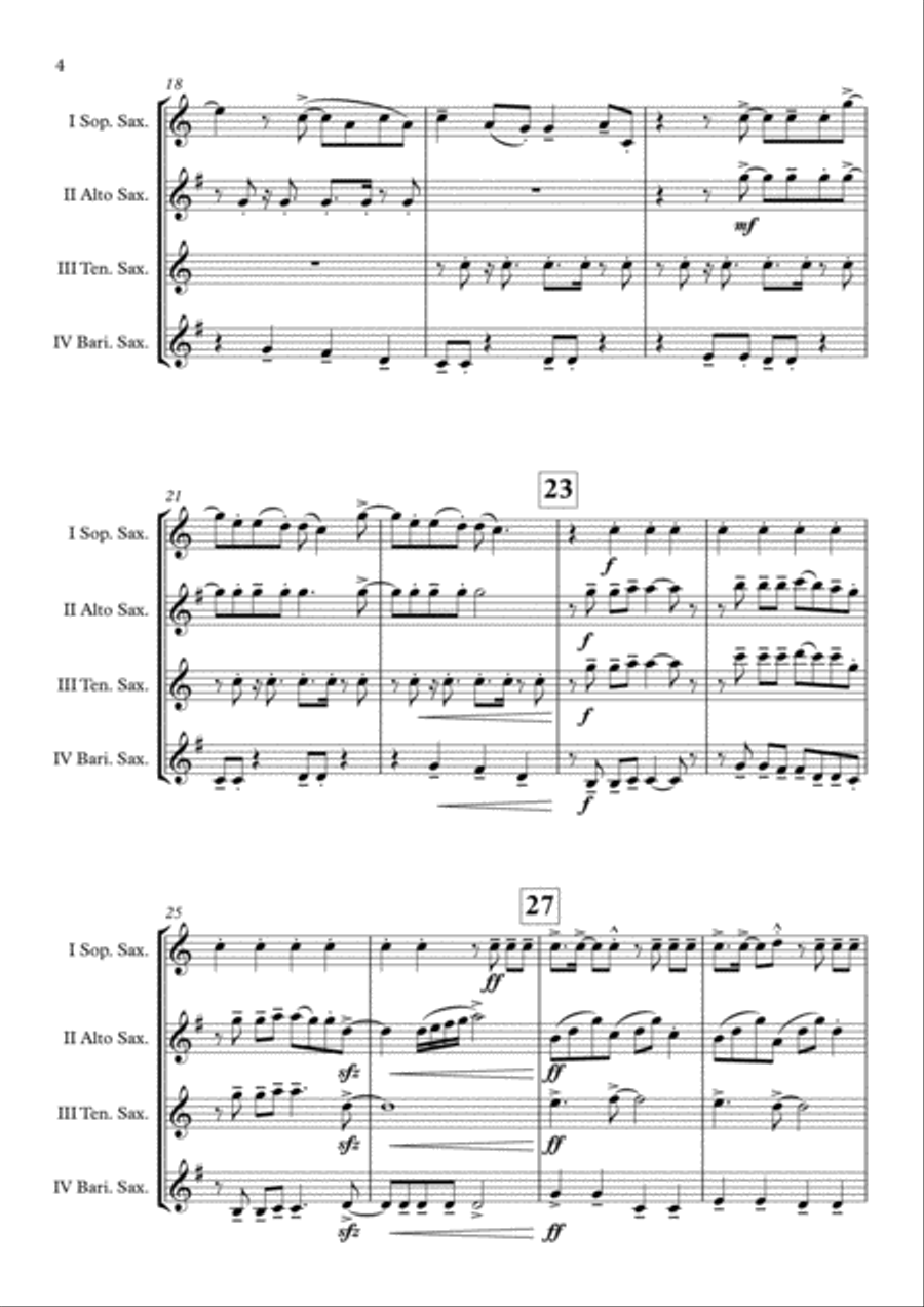 Shut Up And Dance Saxophone Quartet scores gallery preview page 5