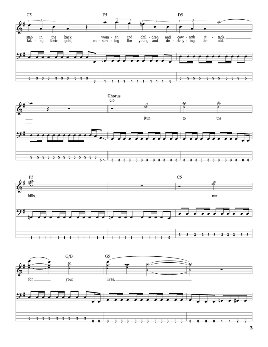 Run To The Hills Electric Guitar scores gallery preview page 3