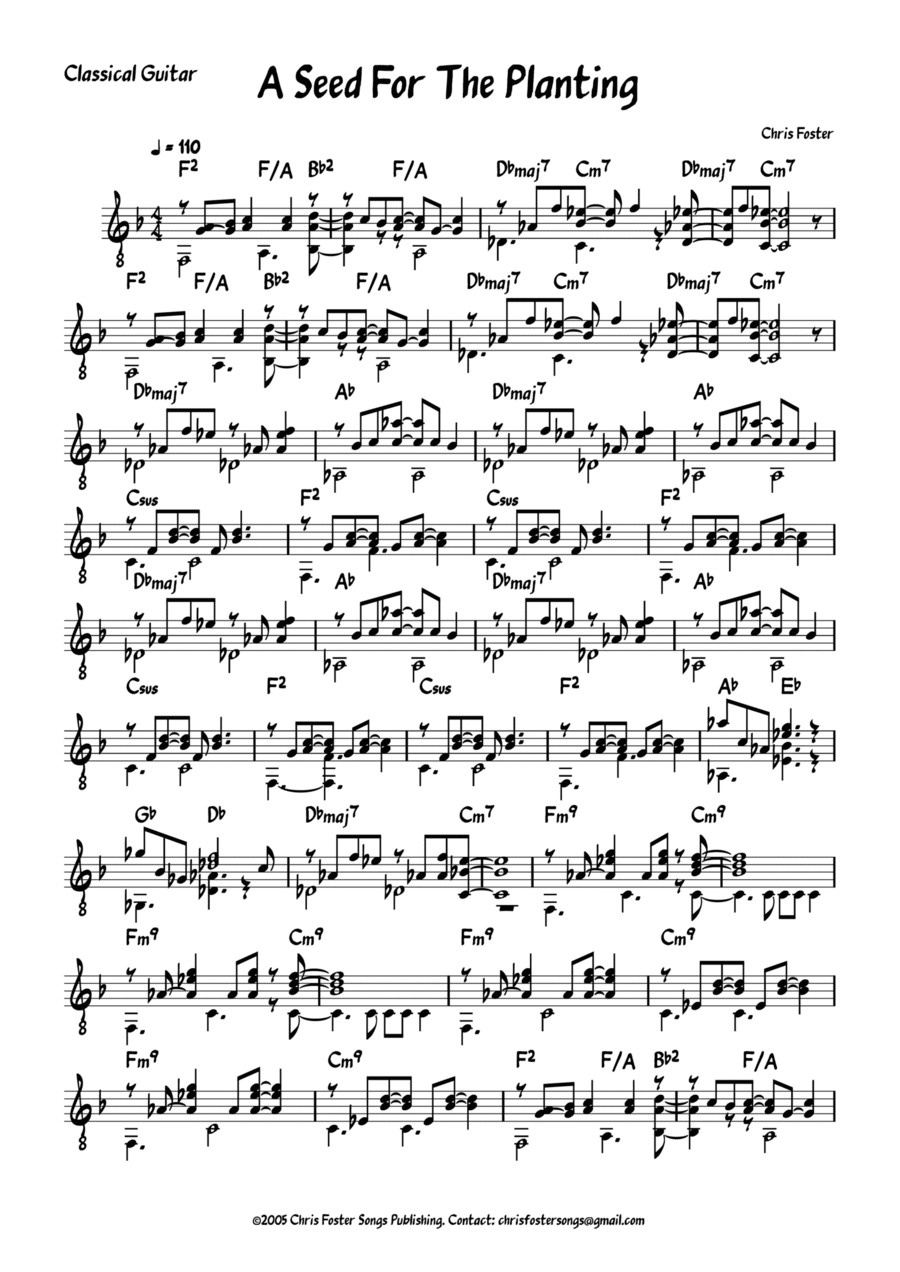 A Seed For The Planting - Guitar Part Acoustic Guitar scores gallery preview page 1