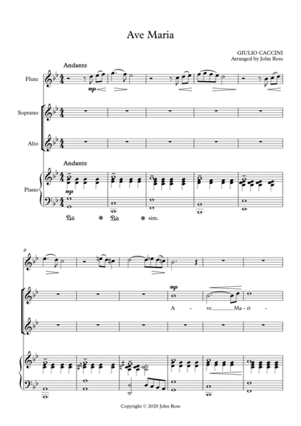 Ave Maria (Caccini) (Soprano, Alto, Flute, Piano) image number null
