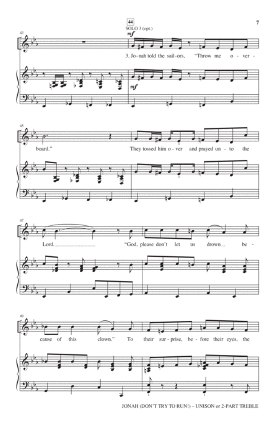 Jonah (Don't Try To Run!) Unison Choir scores gallery preview page 5