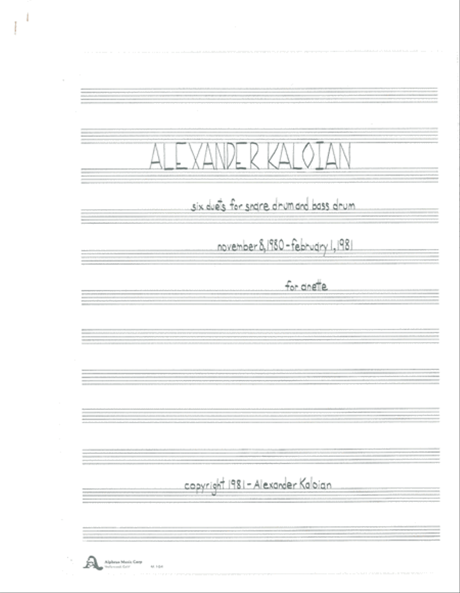 Six Duets for Snare Drum and Bass Drum (1980) Percussion scores gallery preview page 3