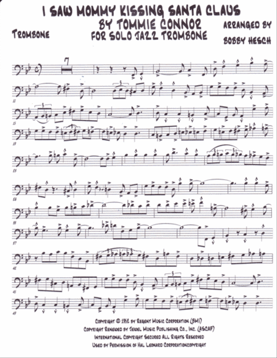 I Saw Mommy Kissing Santa Claus Trombone Solo scores gallery preview page 2