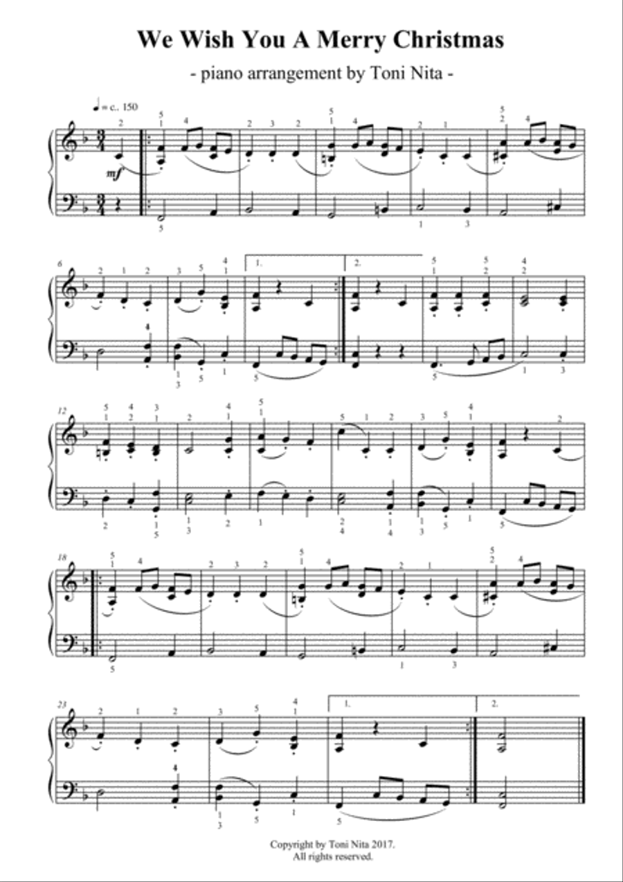 We Wish You A Merry Christmas (easy piano) Easy Piano scores gallery preview page 1