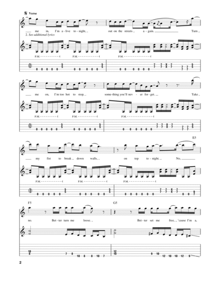 Motley Crue 'Live Wire' Sheet Music & Chords  Printable Guitar Tab (Single  Gu PDF Notes 