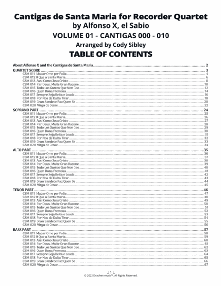 Cantigas de Santa Maria for Recorder Quartet Volume 02 Soprano Recorder scores gallery preview page 3
