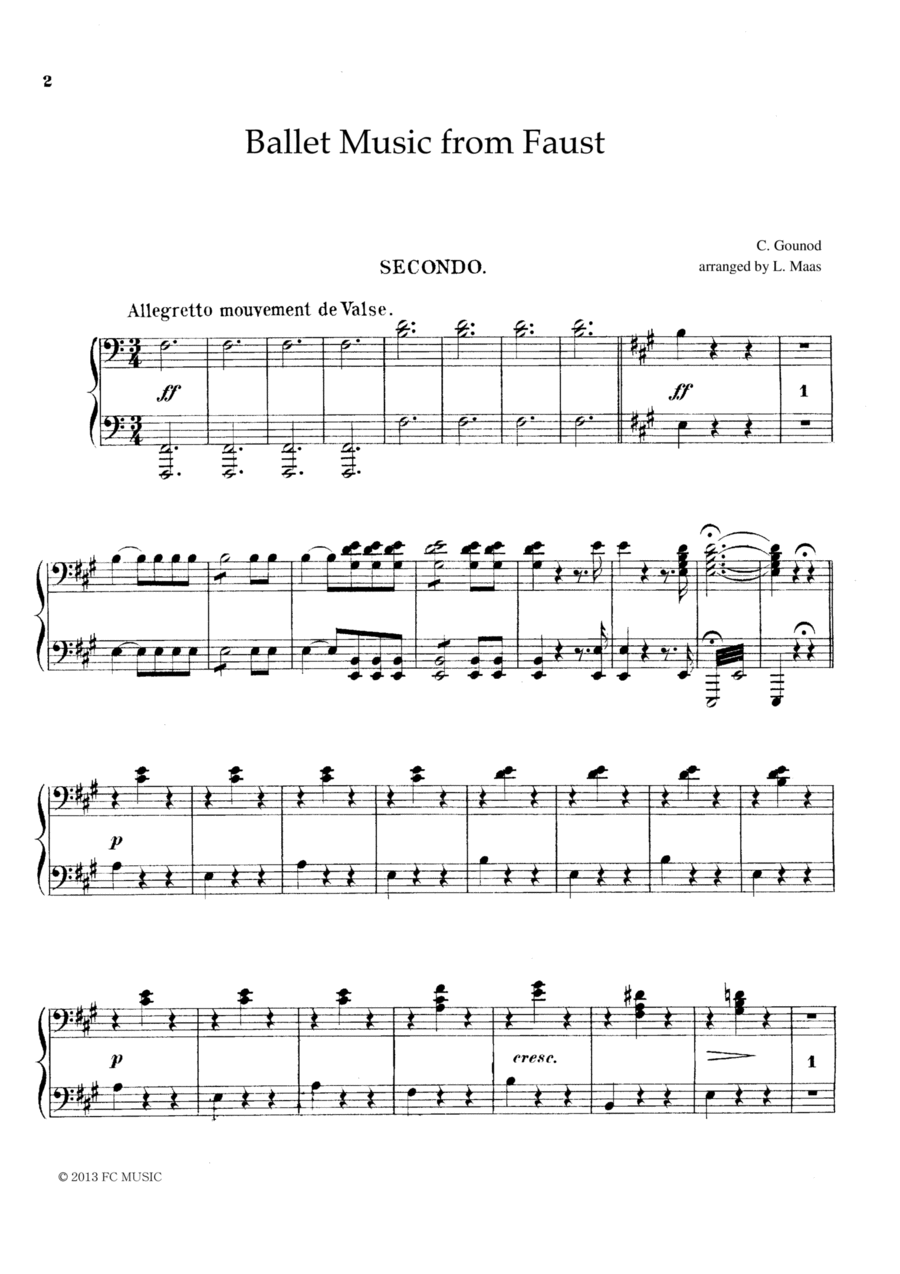 Gounod Ballet Music from Faust, for piano duet(1 piano, 4 hands), PG801