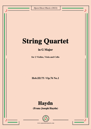 Book cover for Haydn- String Quartet,in G Major,Hob.III 75