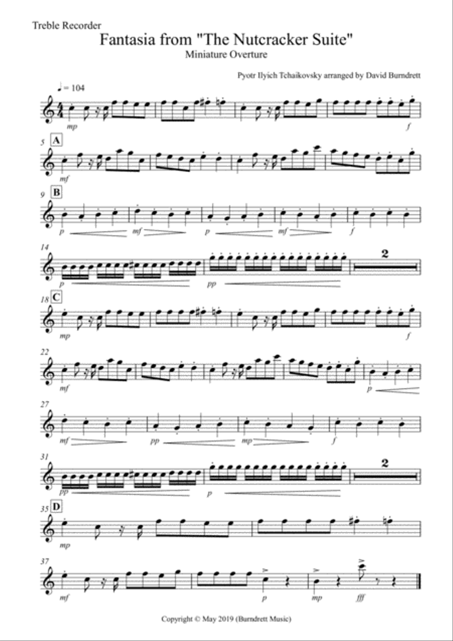 Miniature Overture (Fantasia from Nutcracker) for Recorder Quartet Recorder scores gallery preview page 5