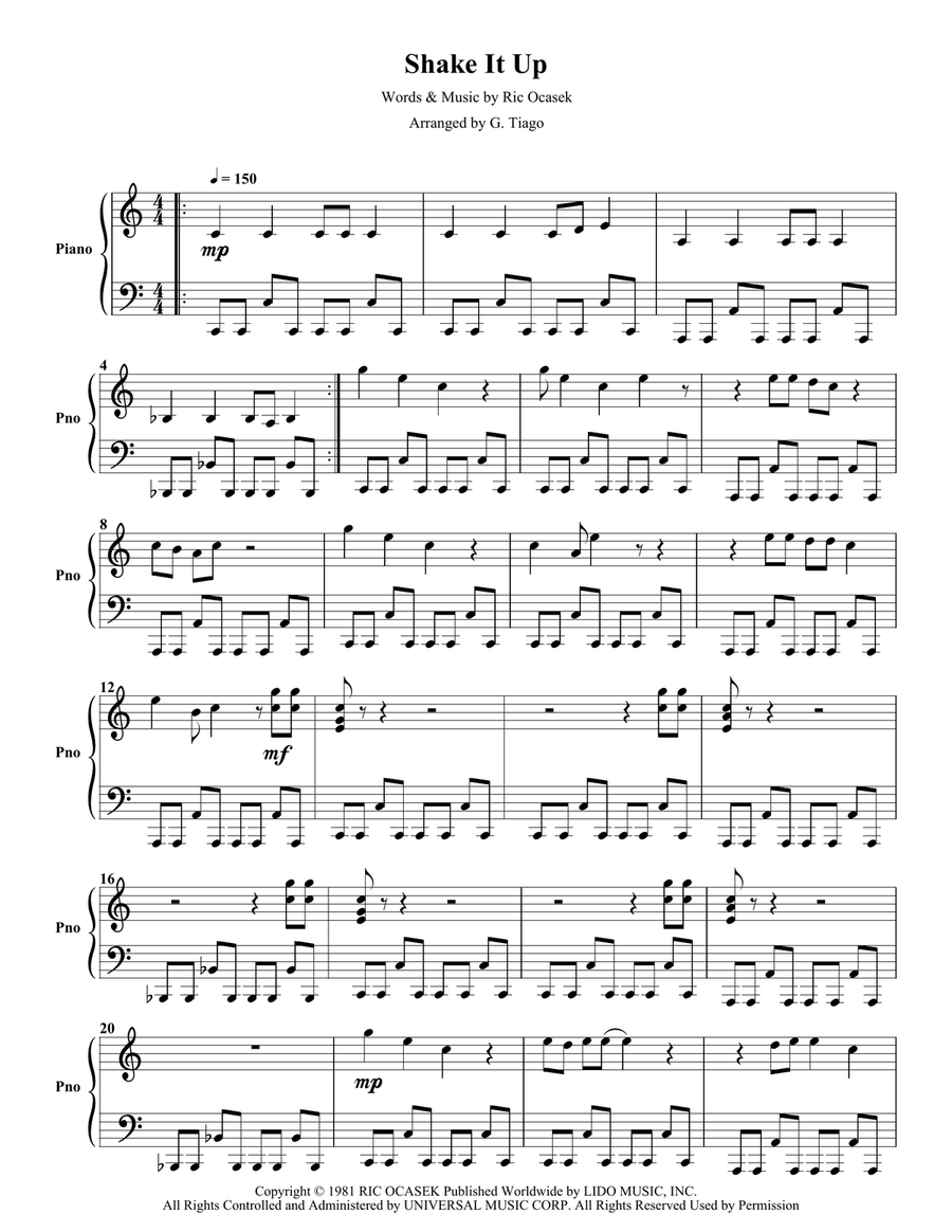 Shake It Up Shake It Up Piano Solo scores gallery preview page 1