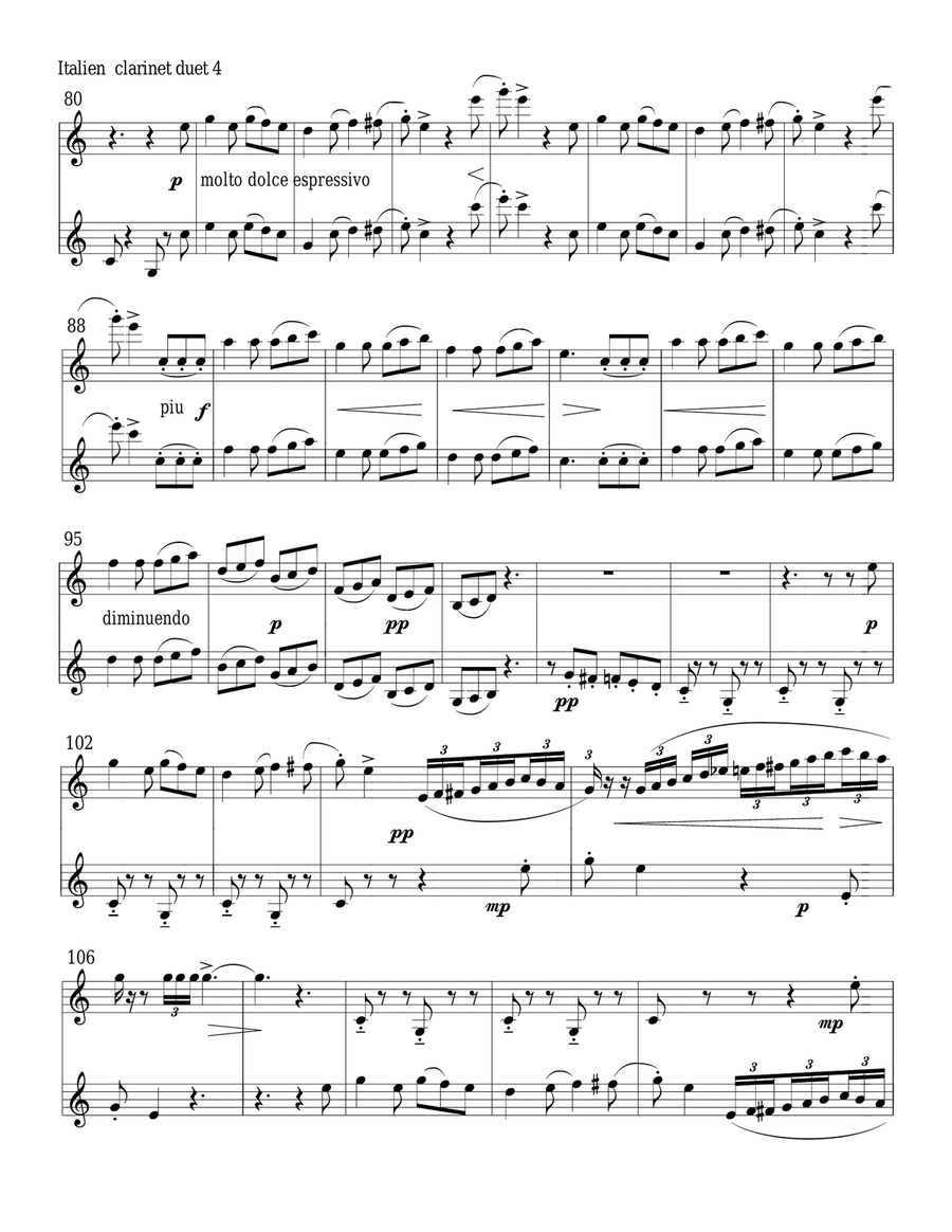 Capriccio Italien for clarinet duet (Tchaikowsky) Clarinet Duet scores gallery preview page 4