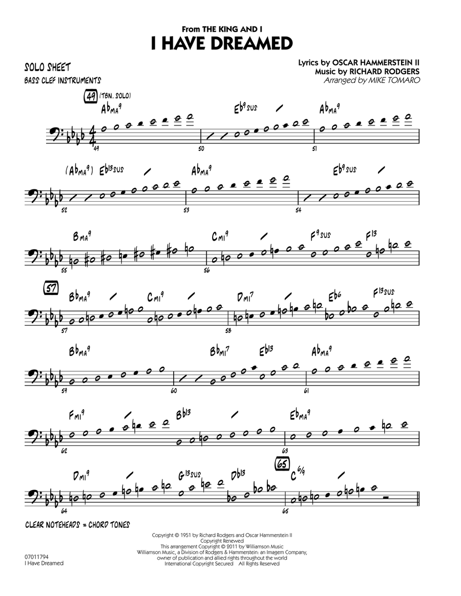 I Have Dreamed - Bass Clef Solo Sheet Jazz Ensemble scores gallery preview page 1