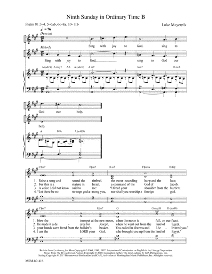 Ninth Sunday in Ordinary Time B 4-Part scores gallery preview page 1
