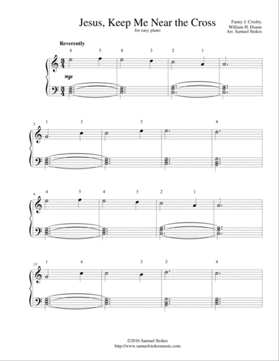 Jesus, Keep Me Near the Cross - for easy piano Easy Piano scores gallery preview page 1