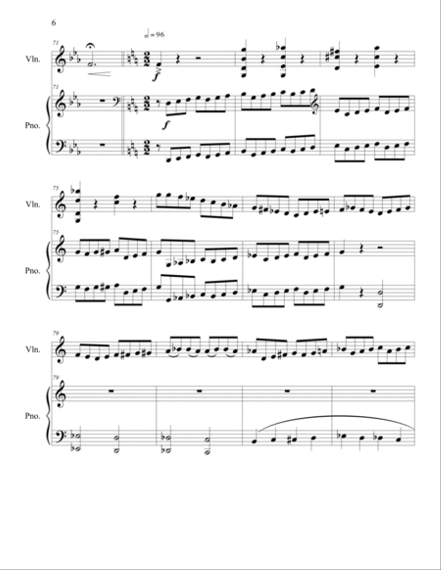 Piece in 3 parts for Violin and Piano Violin scores gallery preview page 6
