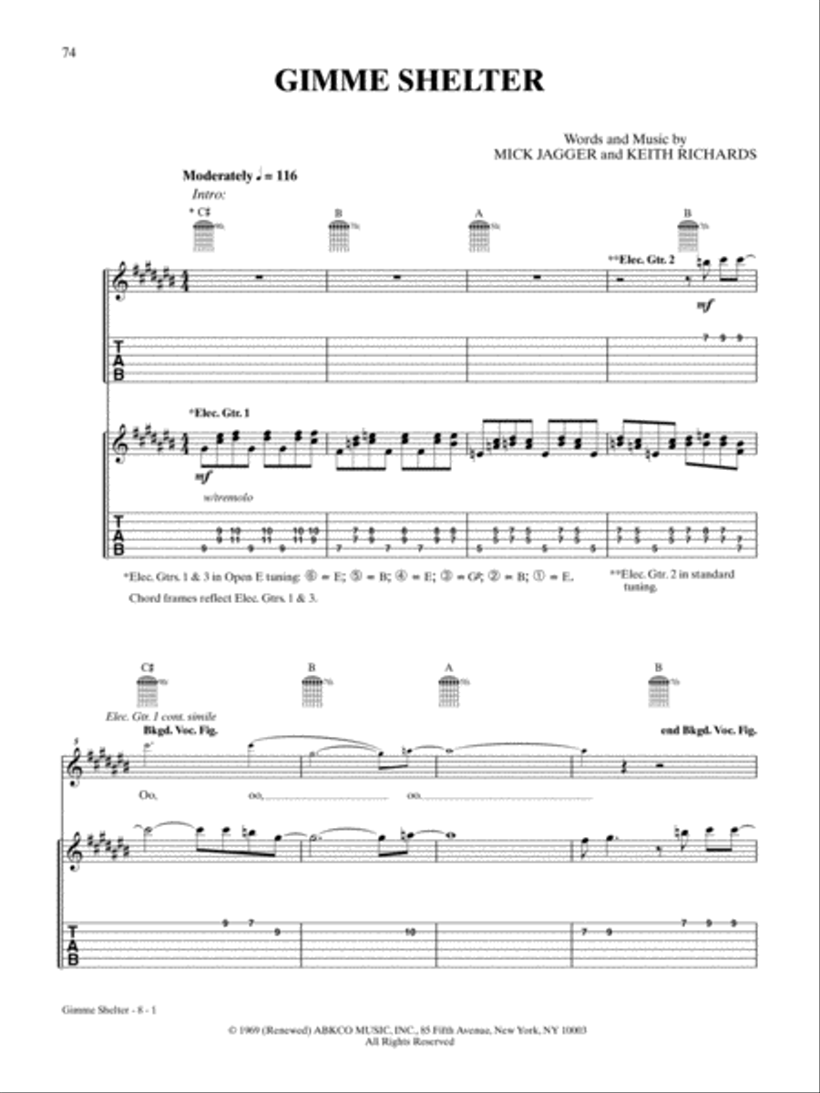 Gimme Shelter Gimme Shelter Guitar Tablature scores gallery preview page 1
