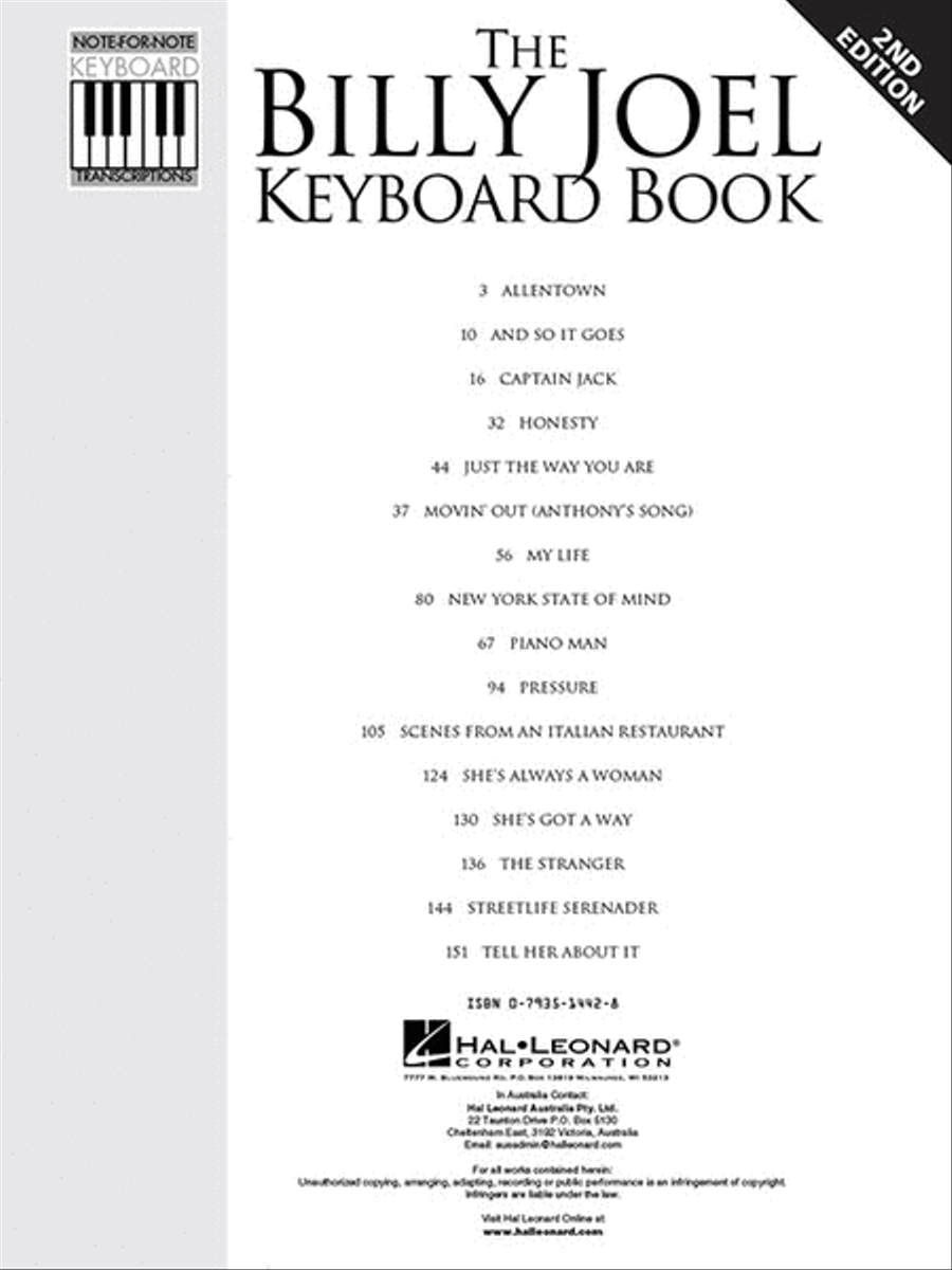 The Billy Joel Keyboard Book Piano scores gallery preview page 2