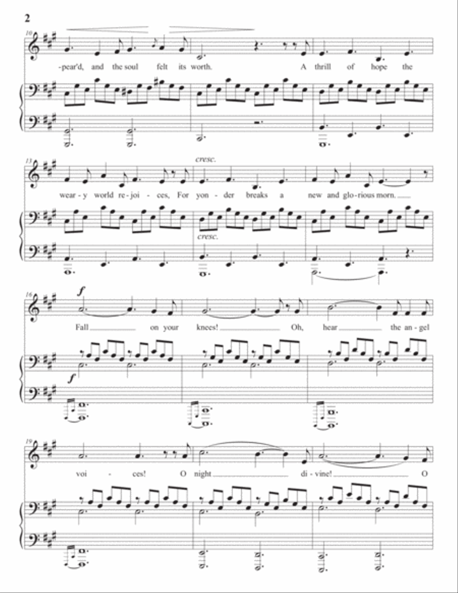 ADAM: O Holy Night (transposed to A major) Voice scores gallery preview page 3