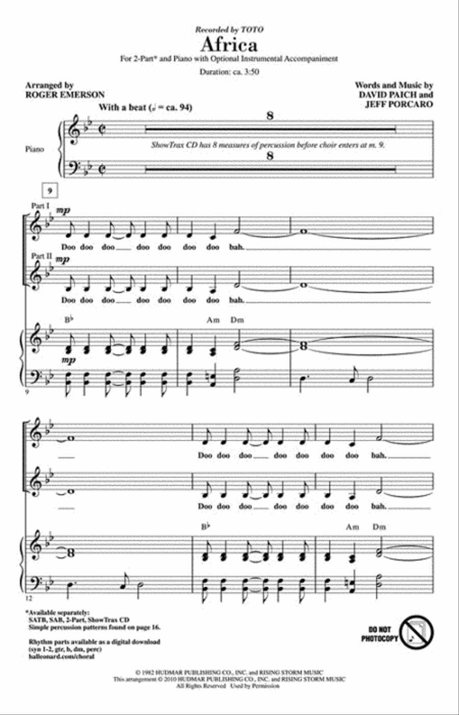 Africa Africa 2-Part scores gallery preview page 2