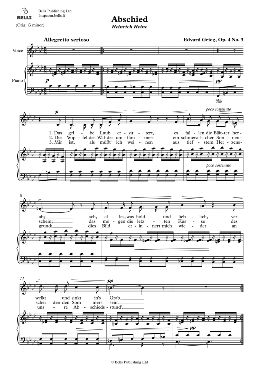 Abschied, Op. 4 No. 3 Voice Solo scores gallery preview page 1