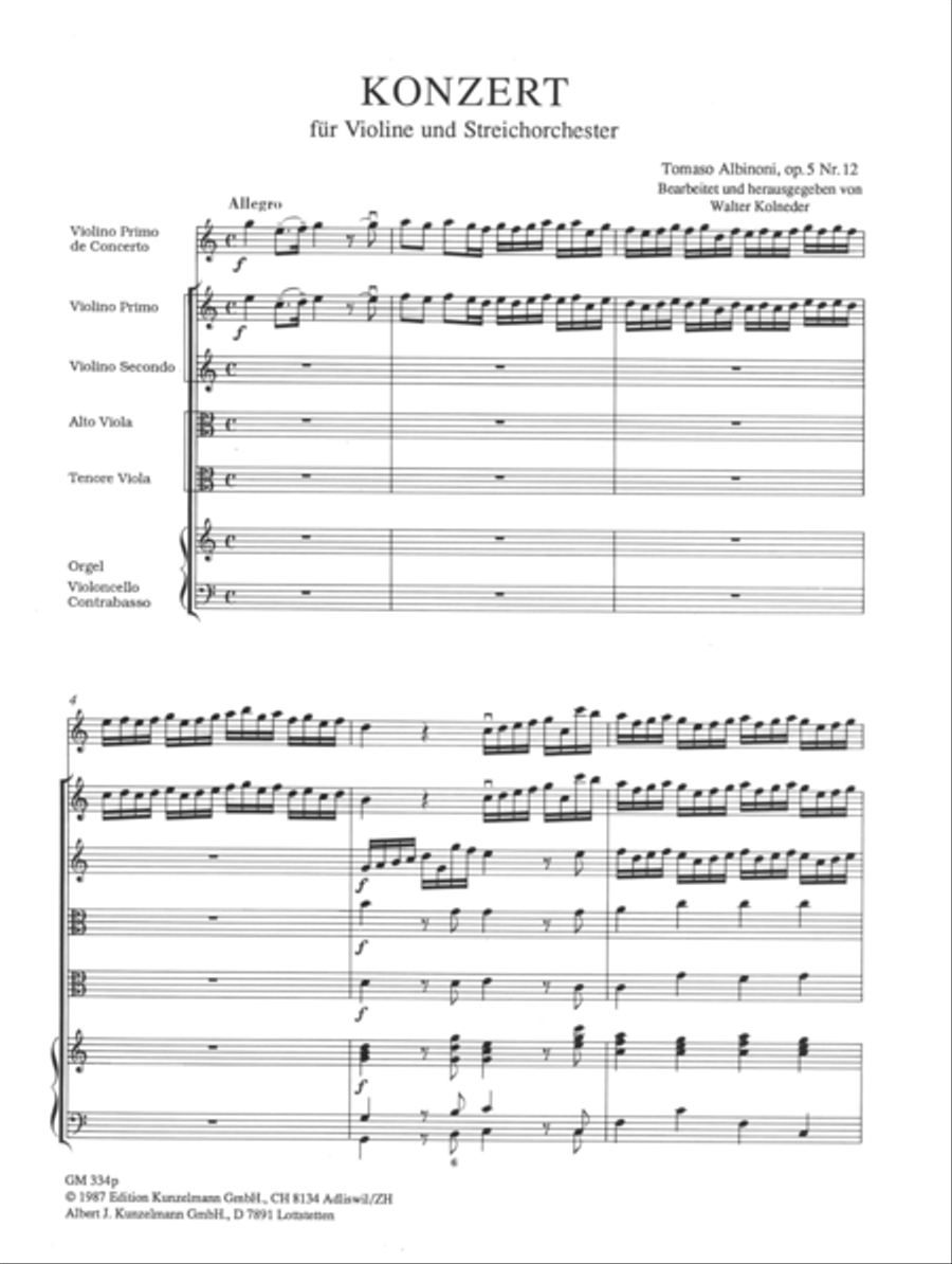 Concerto a cinque Op. 5/12 Violin scores gallery preview page 2