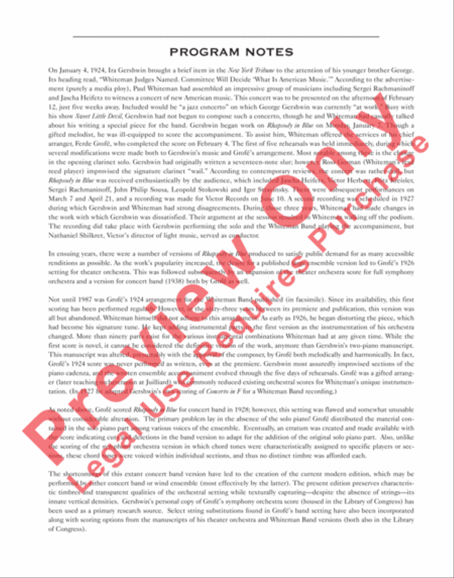 Rhapsody in Blue (Setting for Piano and Wind Ensemble) Concert Band scores gallery preview page 7