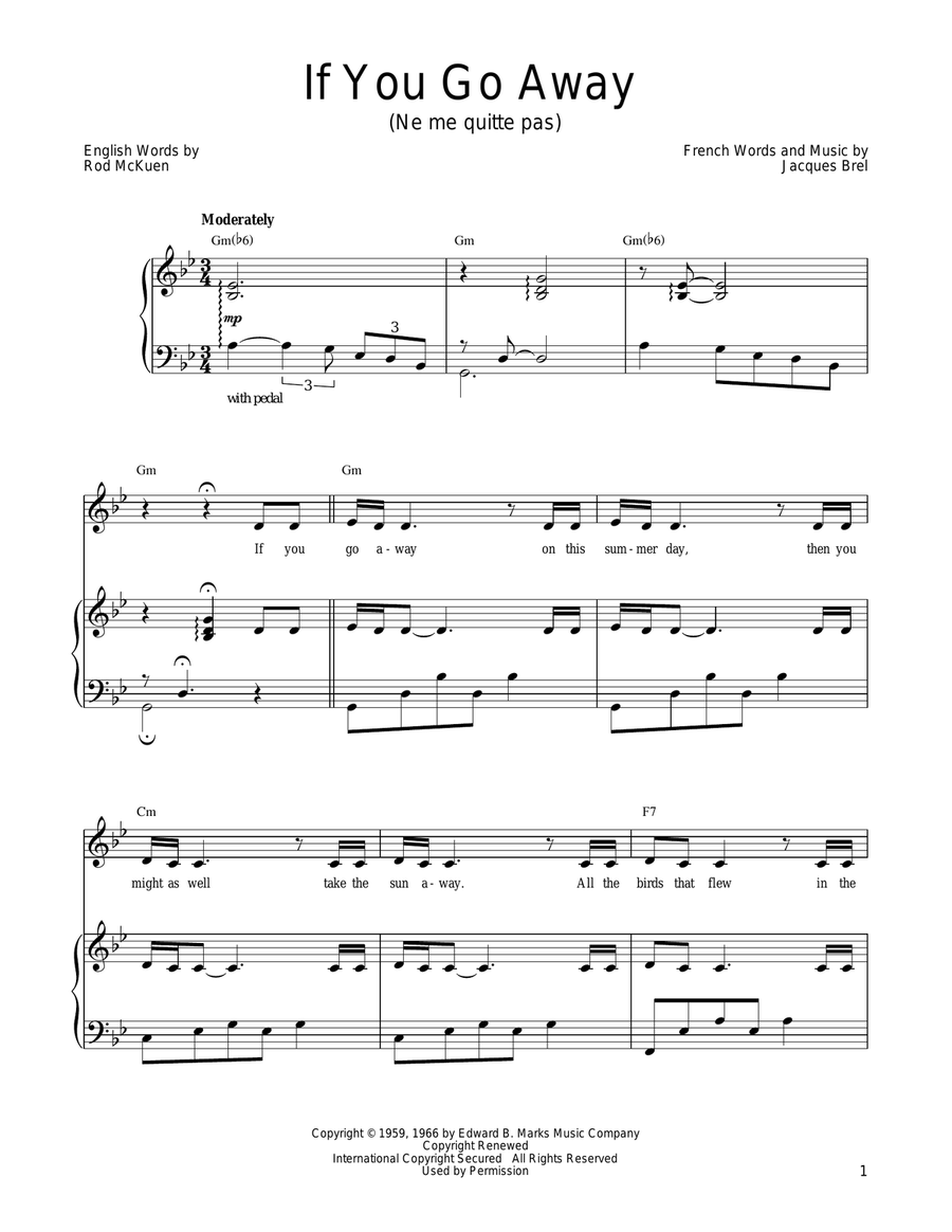If You Go Away If You Go Away Guitar scores gallery preview page 1
