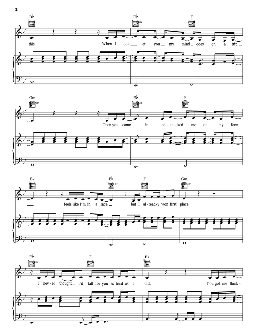 Knock You Down Piano, Vocal, Guitar scores gallery preview page 2