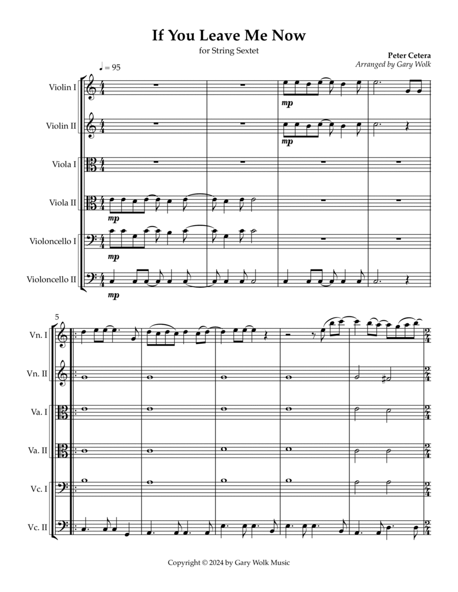 If You Leave Me Now Cello scores gallery preview page 1