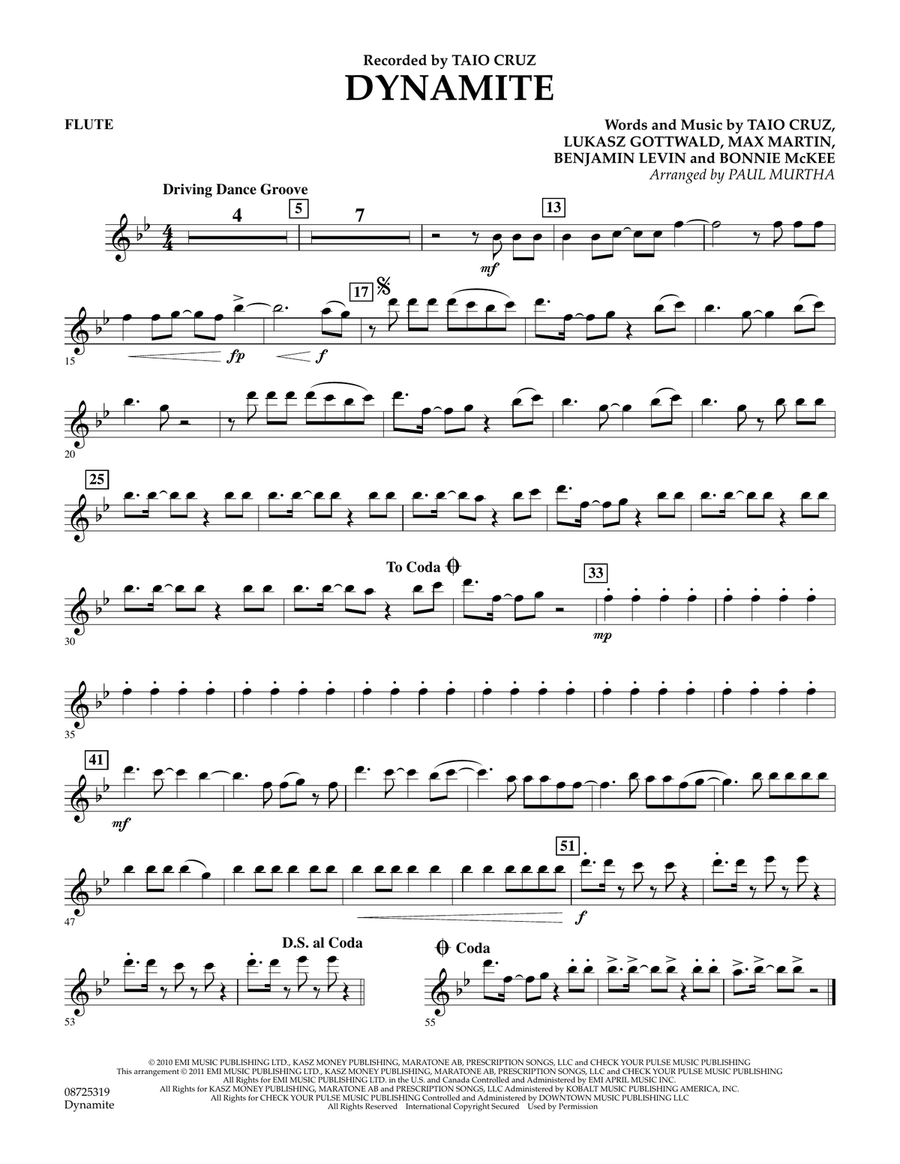 Dynamite - Flute Concert Band scores gallery preview page 1