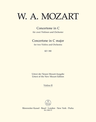 Concertone for two Violins and Orchestra C major, KV 190 (166b, KV6:186 E)