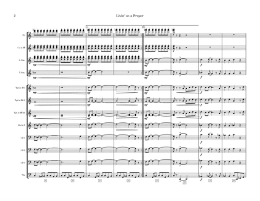Livin' On A Prayer Marching Band scores gallery preview page 2