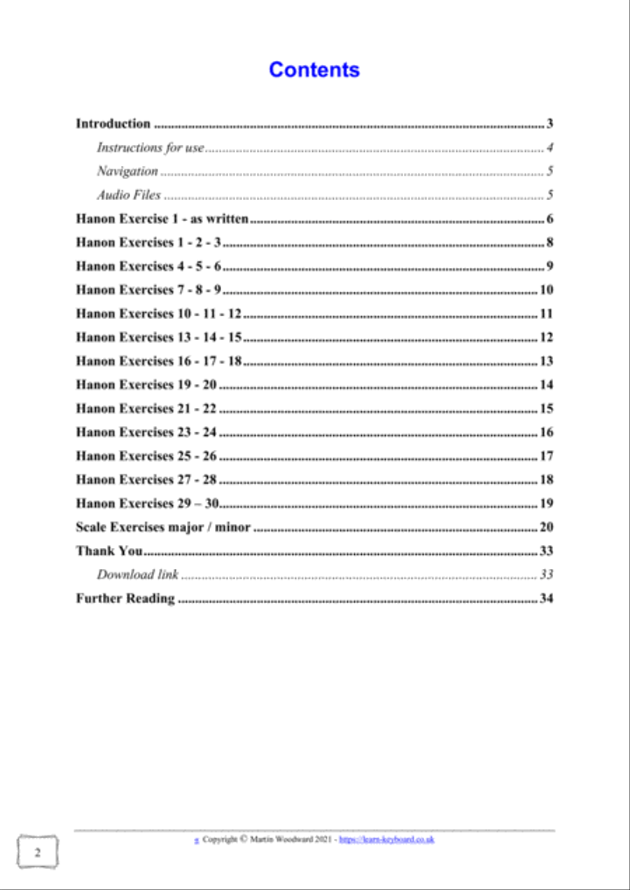 Hanon Piano / Keyboard Exercises 1 - 30 Condensed and Simplified for Beginners Easy Reading image number null