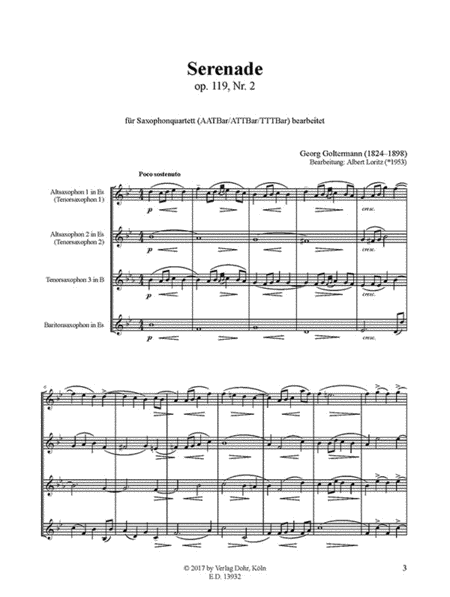 Serenade (für Saxophonquartett/Saxophonorchester)