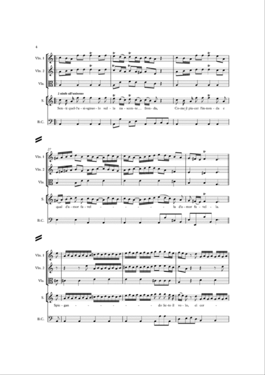 "Dell'aura al sussurrar" from the opera "Dorilla in Tempe, RV 709" - Score Only