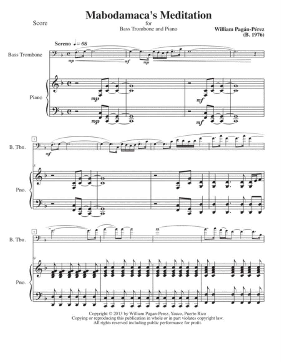 Mabodamaca's Meditation Trombone scores gallery preview page 2