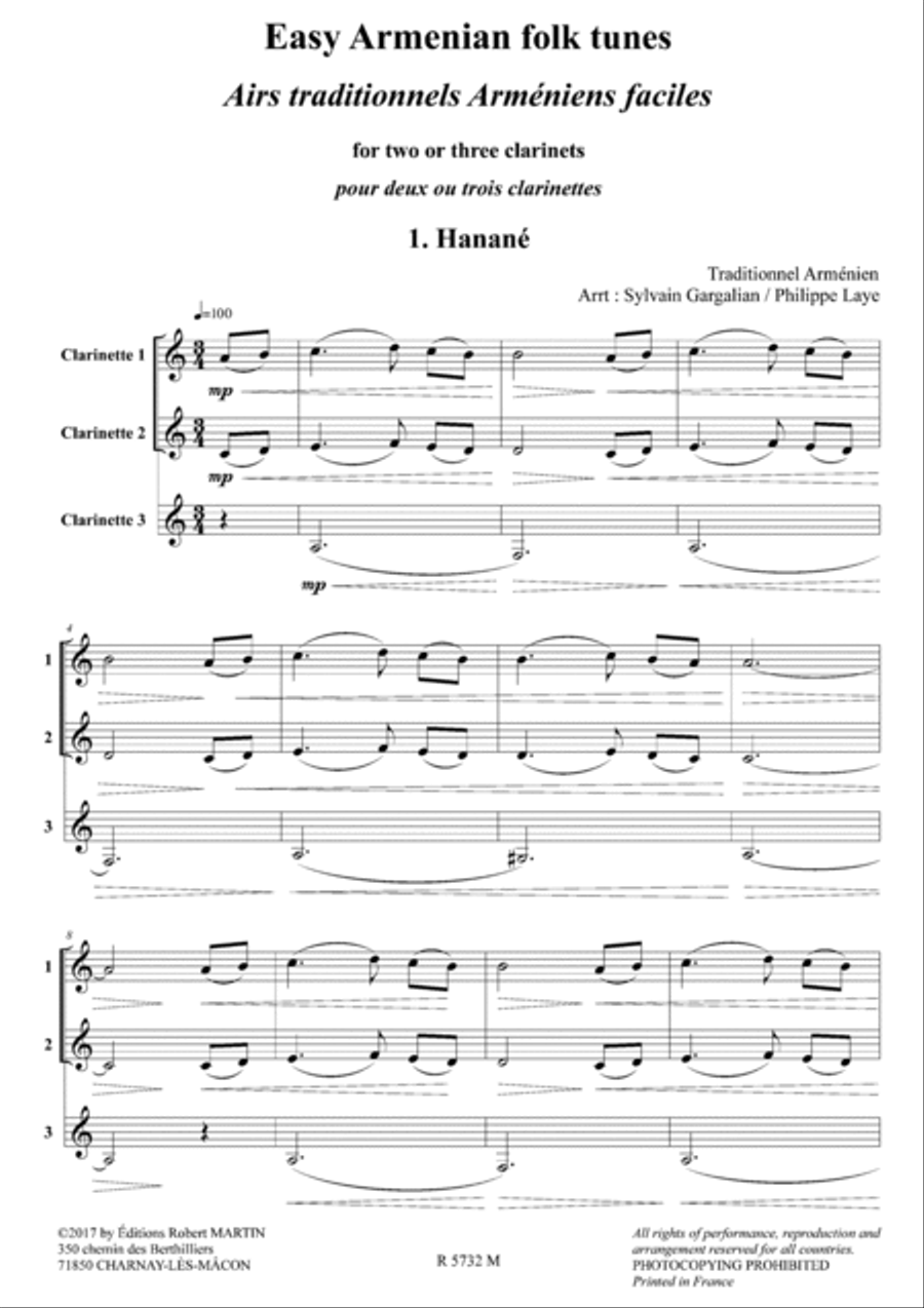 Easy armenian folk tunes for 2/3 clarinets Clarinet scores gallery preview page 2