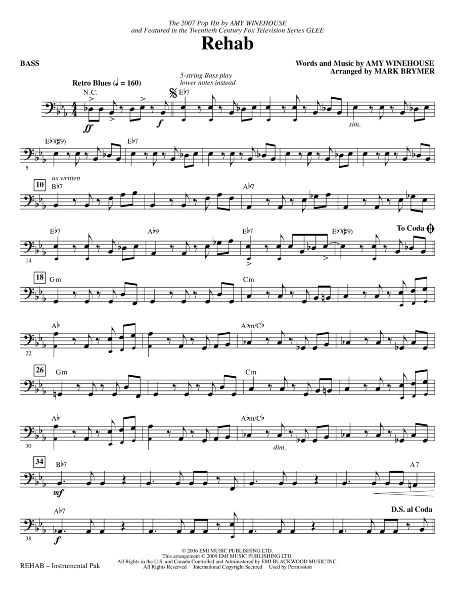 Rehab - Bass Rehab - Bass Choir scores gallery preview page 1