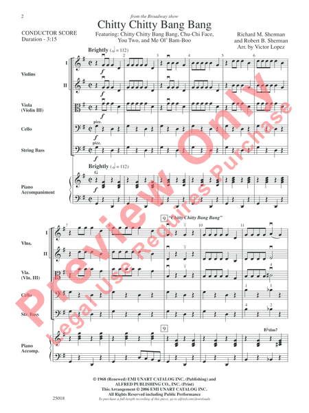 Chitty Chitty Bang Bang by Richard M. Sherman String Orchestra - Sheet Music