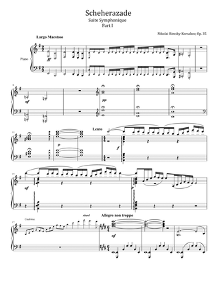 Nikolai Rimsky-Korsakov, Op.35 Scheherazade Suite Symphonique Part I - For Piano Solo Original