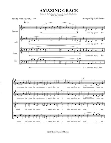 Amazing Grace for SATB image number null