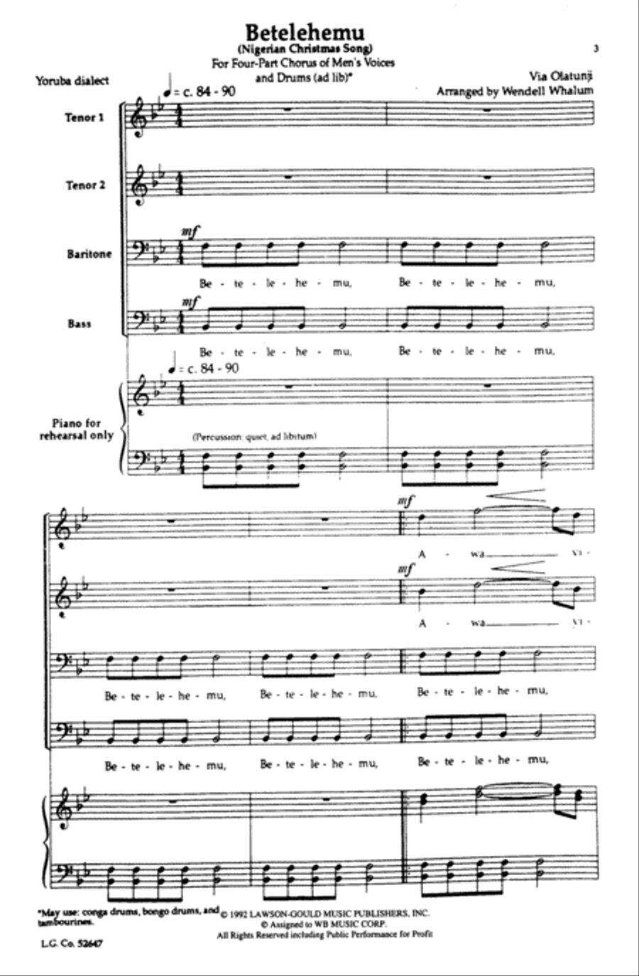 Betelehemu Betelehemu Choir scores gallery preview page 2