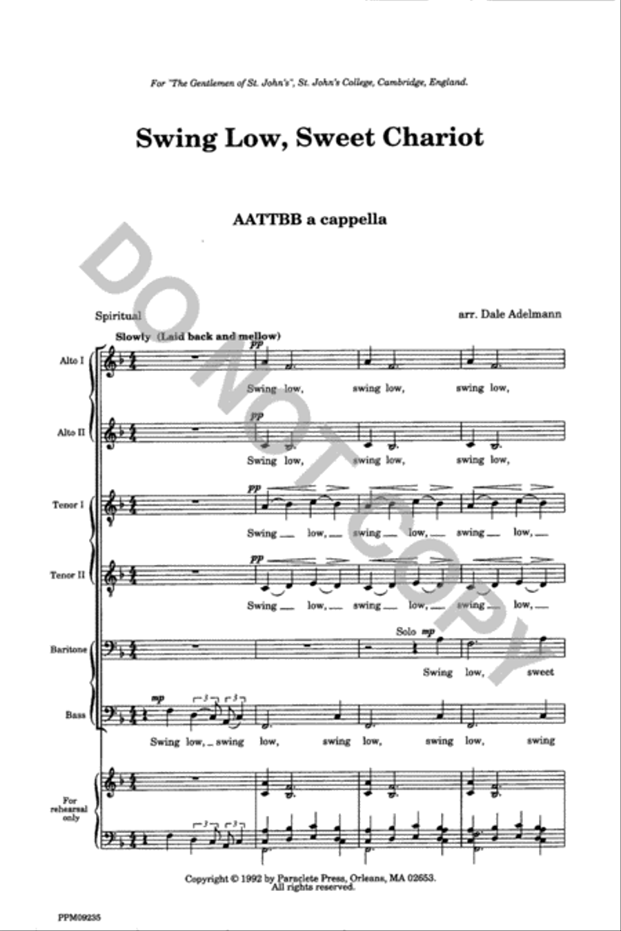 Swing Low Sweet Chariot A Cappella scores gallery preview page 2