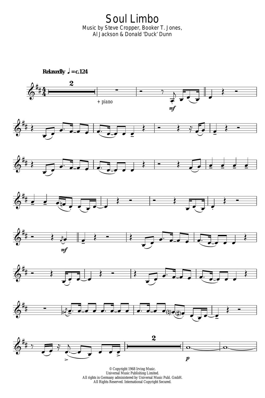 Soul Limbo Clarinet Solo scores gallery preview page 1