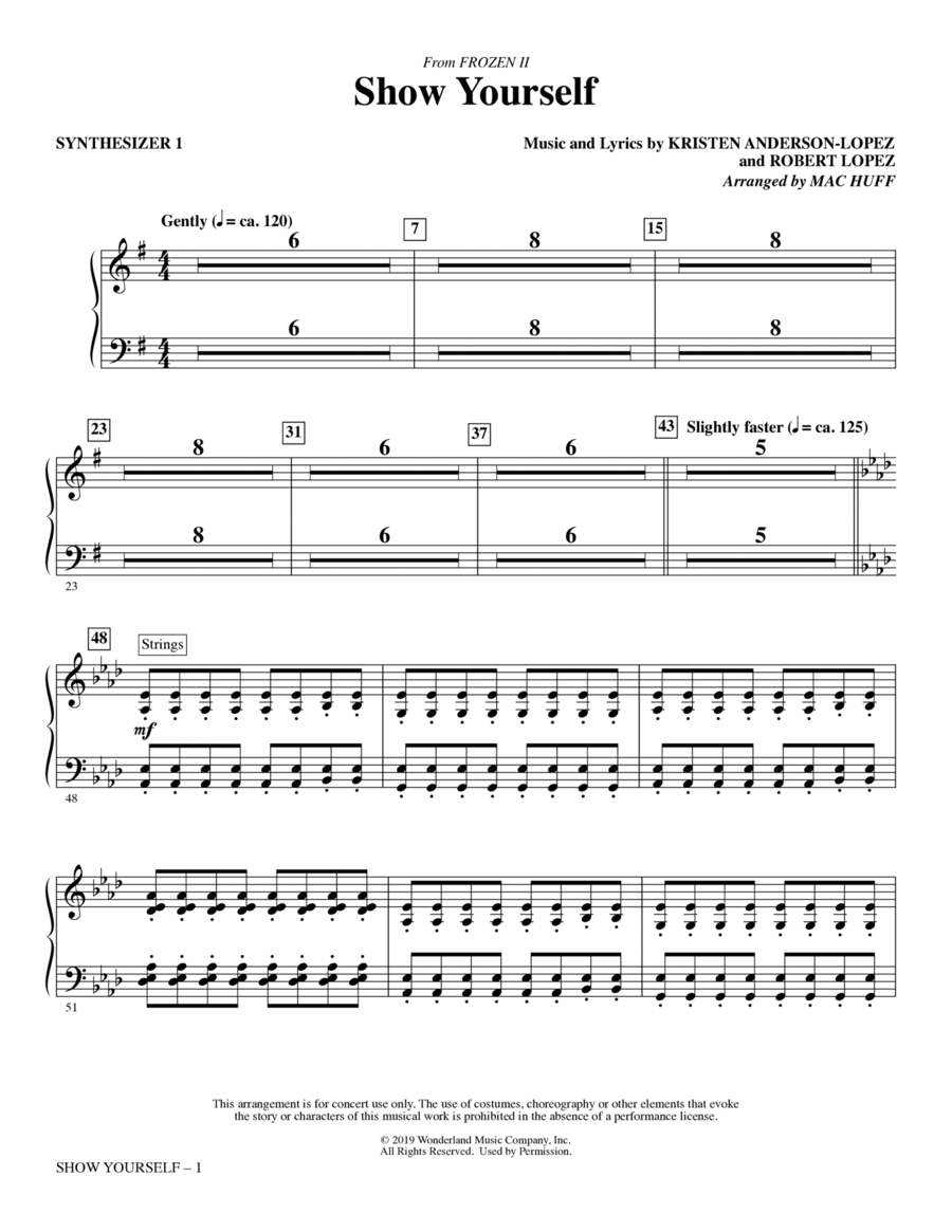 Show Yourself (from Disney's Frozen 2) (arr. Mac Huff) - Synth 1 Choir scores gallery preview page 1